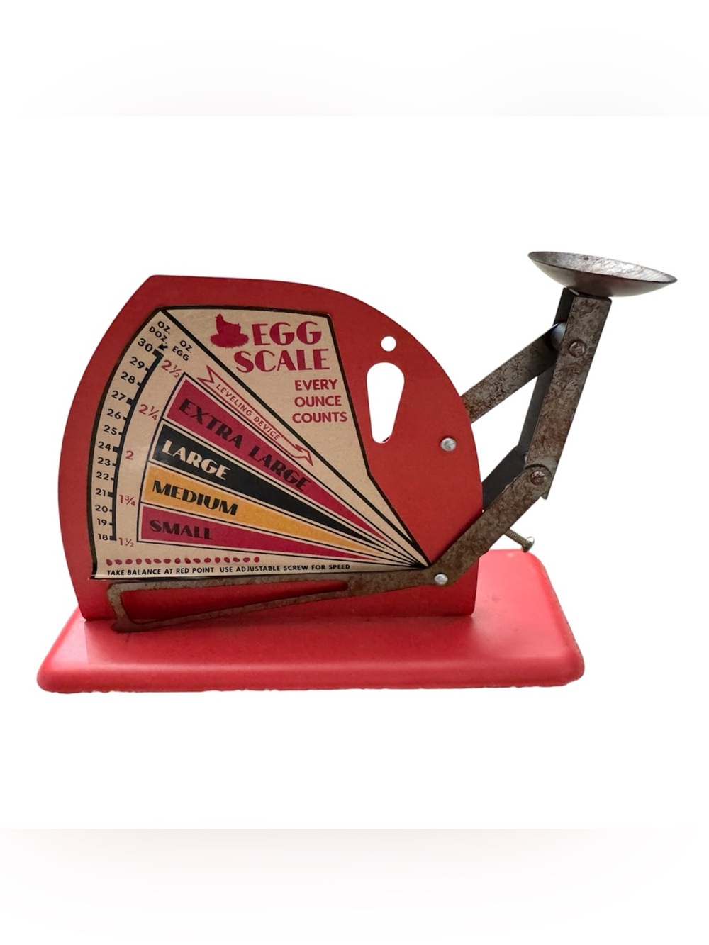 EGG SCALE Red Decorative Metal Open Road Brand 8”x6” A Jiffy Way Reproduction